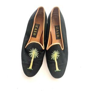 House of Zalo Embroidered Palm Tree Smoking Flats slippers Loafers size 7.5